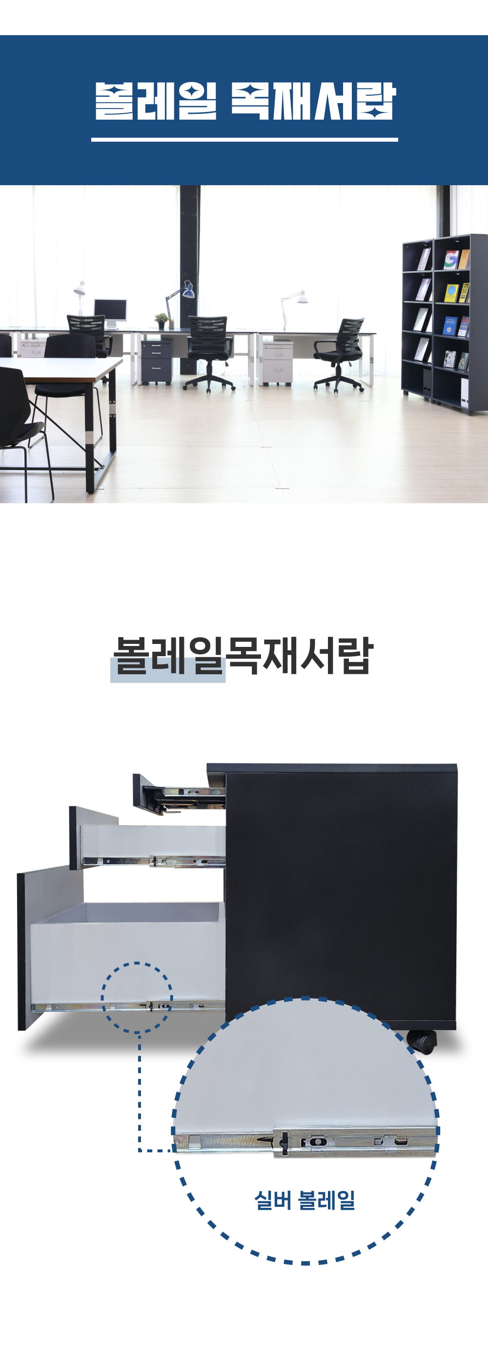 토파스 TR 시리즈 사무용책상과 이동서랍 오피스 배치 이미지